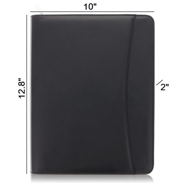 Leather Zippered Business Portfolio Folder - Black (10.5" Tablet Sleeve) - Image 3