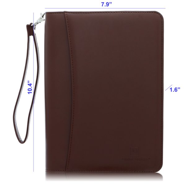Junior Zippered Business Padfolio - Dark Brown (8" Tablet Pocket) - Image 3