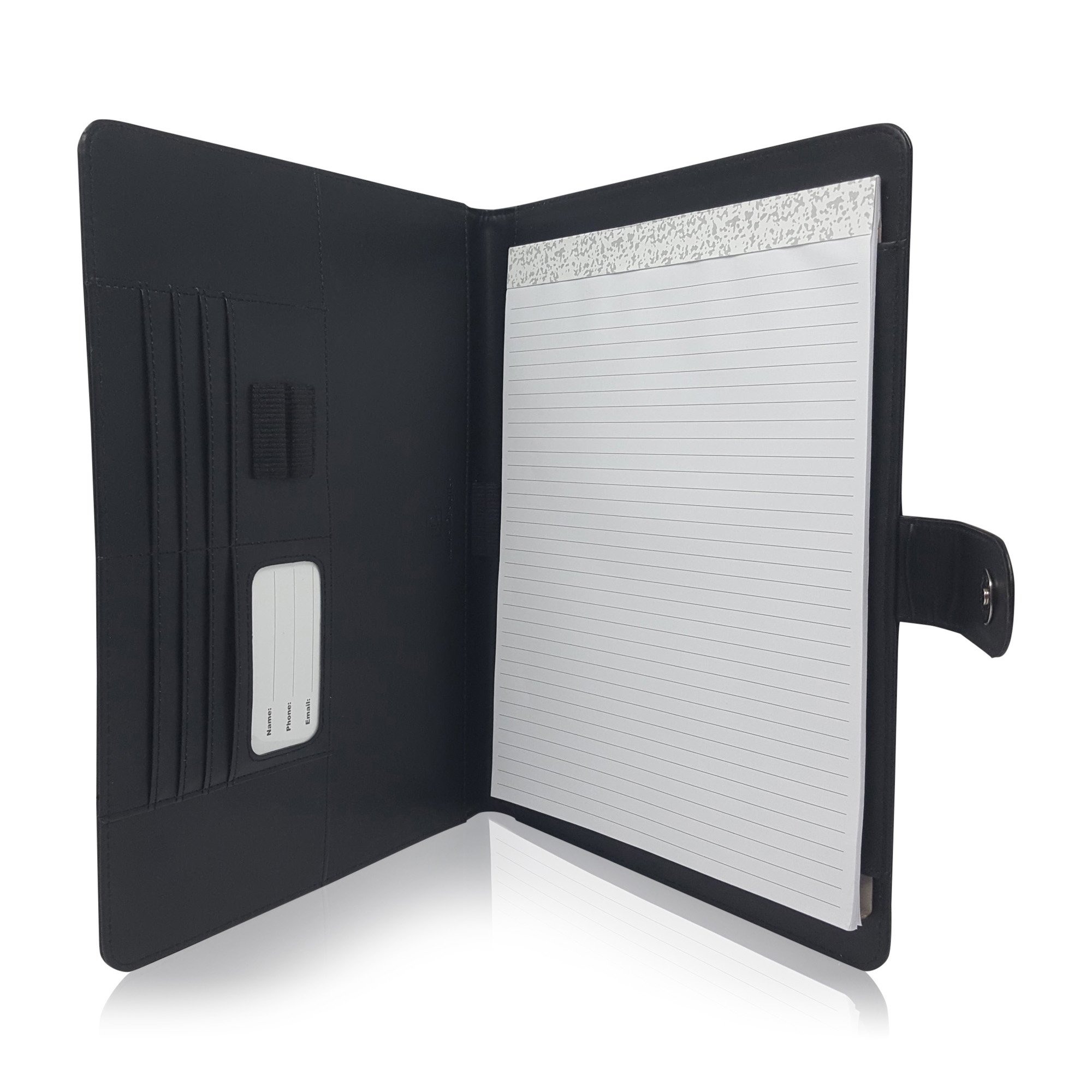 Slim Faux Leather Notepad Folder (Magnetic Closure, Left or Right ...