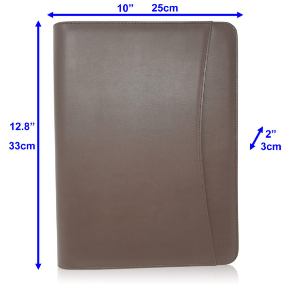 Leather Zippered Business Portfolio Folder - Dark Brown (10.5" Tablet Sleeve) - Image 2