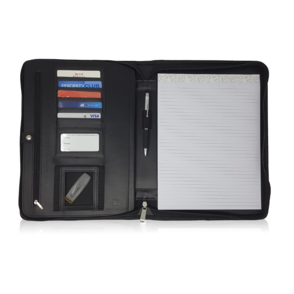 Leather Zippered Business Portfolio Folder – Matt Black (10.5″ Tablet Sleeve) - Image 6