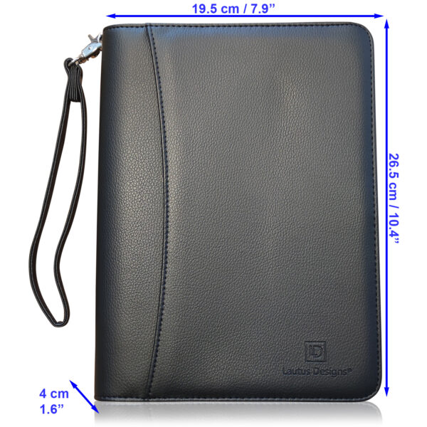 Junior Zippered Leather Business Padfolio - Matt Black (8" Tablet Pocket) - Image 2