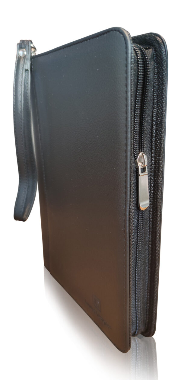 Junior Zippered Leather Business Padfolio - Matt Black (8" Tablet Pocket) - Image 4