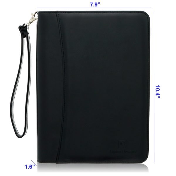 Junior Zippered Leather Business Padfolio - Black (8" Tablet Pocket) - Image 2