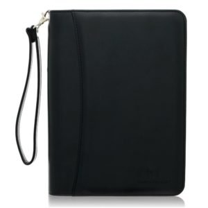 Junior Zippered Leather Business Padfolio – Black (8″ Tablet Pocket)