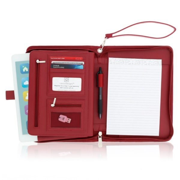 Junior Zippered Business Padfolio - Burgundy (8" Tablet Pocket) - Image 4