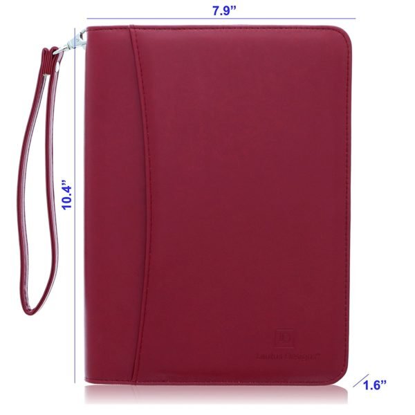 Junior Zippered Business Padfolio - Burgundy (8" Tablet Pocket) - Image 5