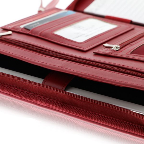 Junior Zippered Business Padfolio - Burgundy (8" Tablet Pocket) - Image 6