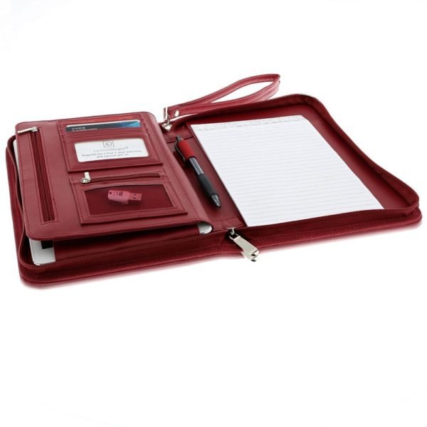 Junior Zippered Business Padfolio - Burgundy (8" Tablet Pocket) - Image 7