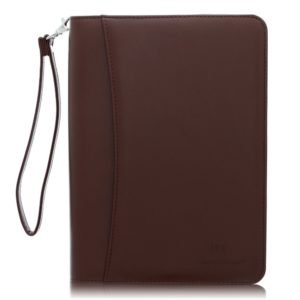 Junior Zippered Business Padfolio – Dark Brown (8″ Tablet Pocket)