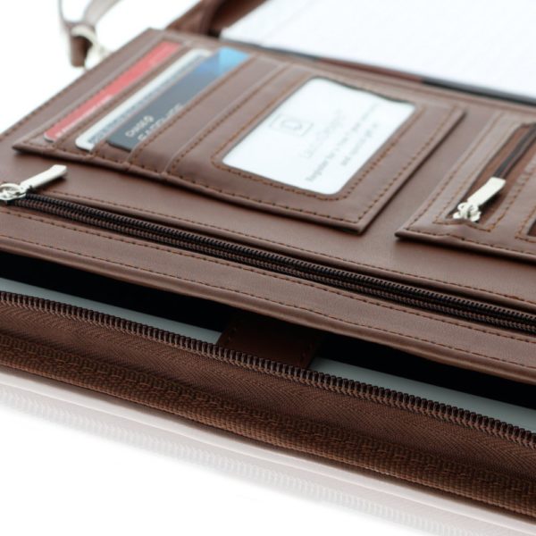 Junior Zippered Business Padfolio - Dark Brown (8" Tablet Pocket) - Image 4