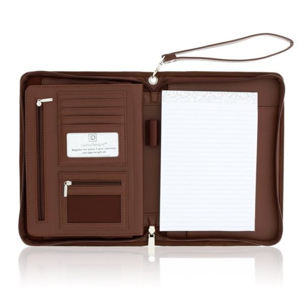Junior Zippered Business Padfolio - Dark Brown (8" Tablet Pocket) - Image 5